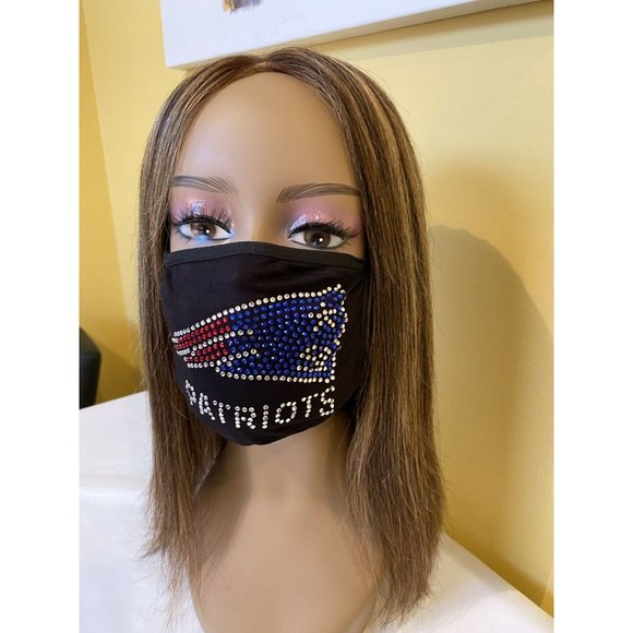 New England Patriots Rhinestone Bling Face Mask - Picture 2 of 10